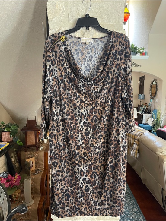 Michael Kors Dresses & Skirts - Michael Kors Leopard Print Cowl Neck Dress in Brown and Black